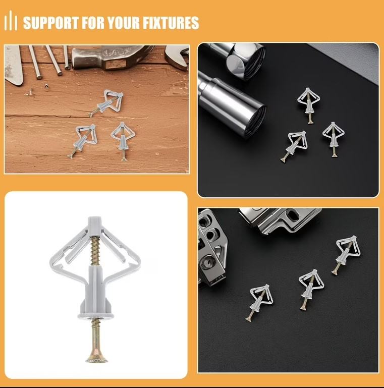 Heavy duty butterfly bolt anchoring a wall-mounted cabinet bracket